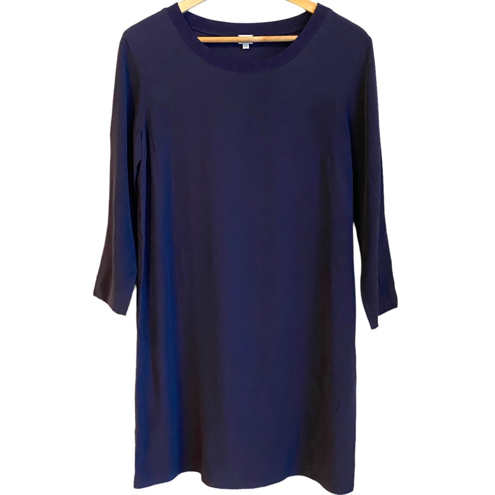 Aritzia Wilfred 100% Silk Shift Dress Dark Purple Career Wear Size Medium